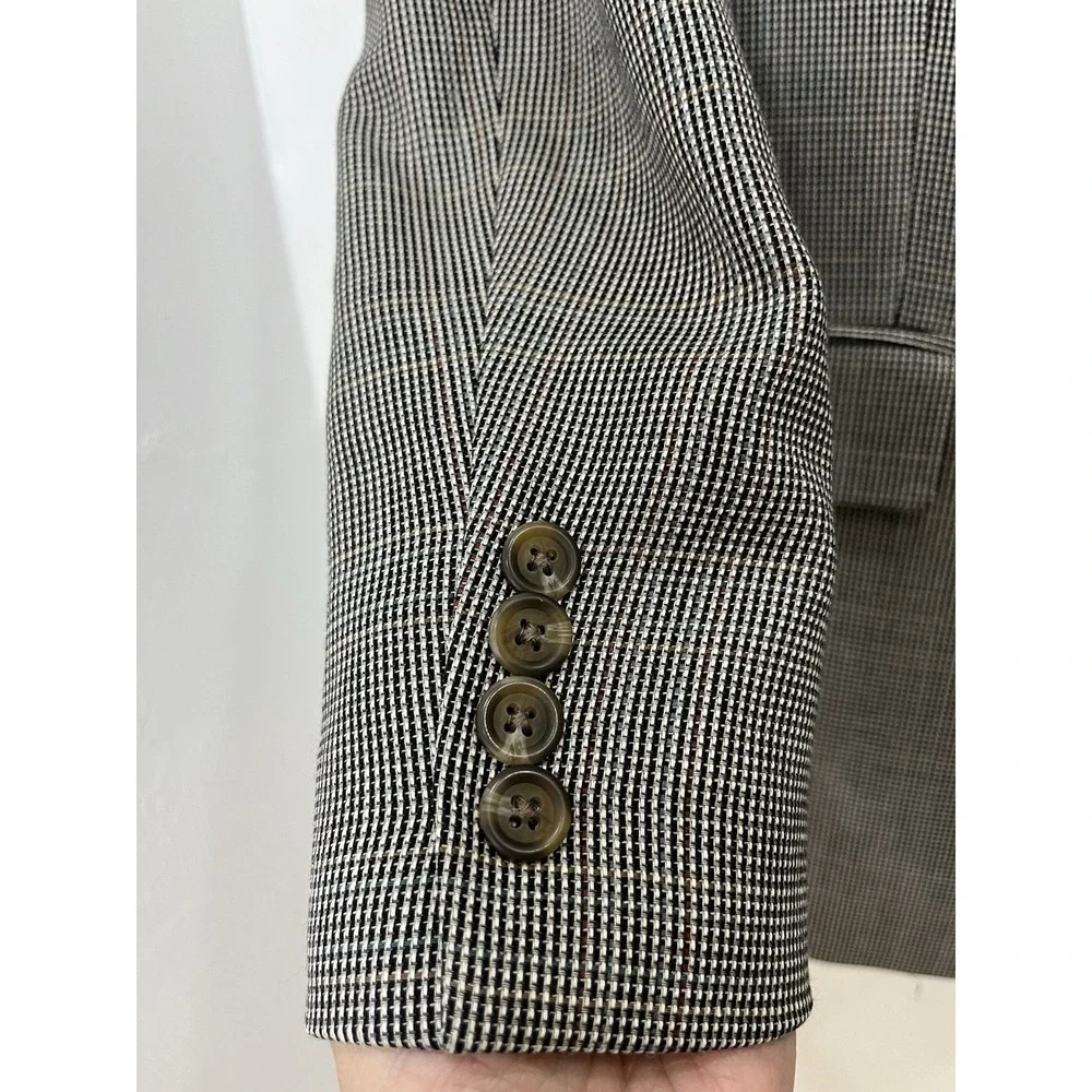 Lauren Ralph Lauren Mens Grey Micro Check Two Button Sport Coat Blazer‎ 42R